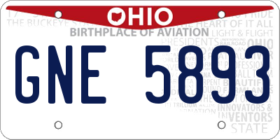 OH license plate GNE5893