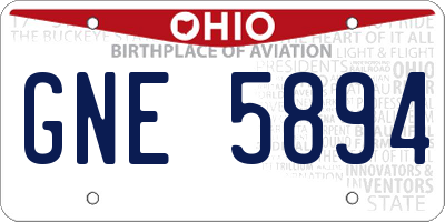 OH license plate GNE5894