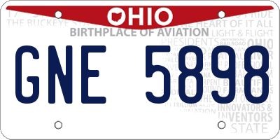 OH license plate GNE5898