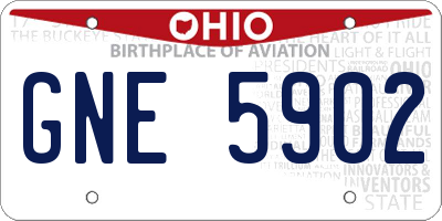 OH license plate GNE5902