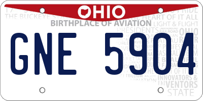 OH license plate GNE5904