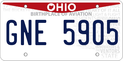 OH license plate GNE5905