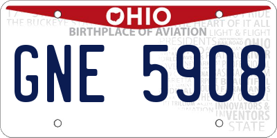 OH license plate GNE5908
