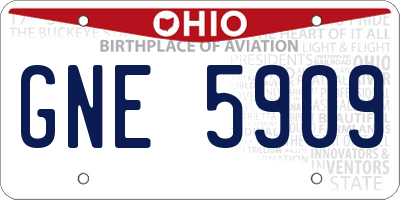 OH license plate GNE5909