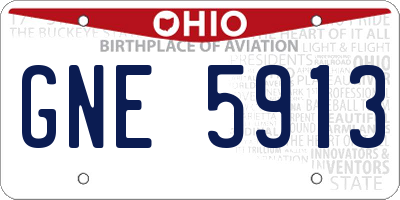 OH license plate GNE5913
