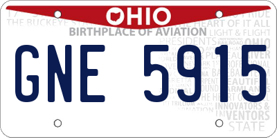 OH license plate GNE5915