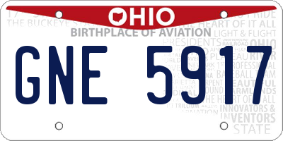 OH license plate GNE5917