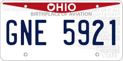 OH license plate GNE5921