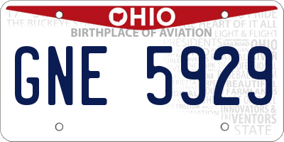 OH license plate GNE5929