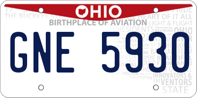 OH license plate GNE5930