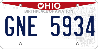 OH license plate GNE5934