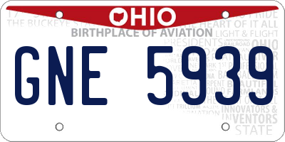 OH license plate GNE5939