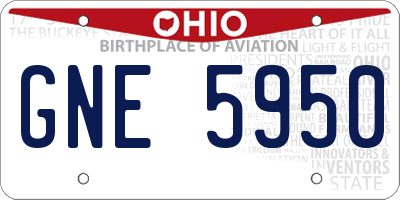 OH license plate GNE5950