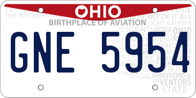 OH license plate GNE5954
