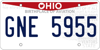 OH license plate GNE5955