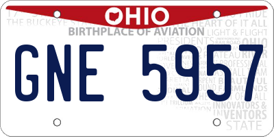 OH license plate GNE5957