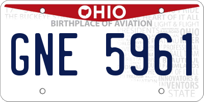 OH license plate GNE5961