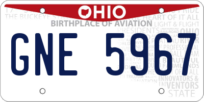OH license plate GNE5967
