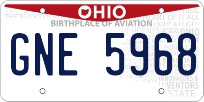 OH license plate GNE5968