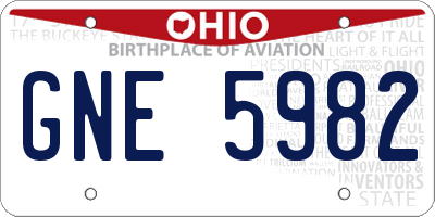 OH license plate GNE5982