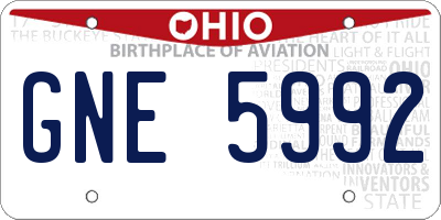 OH license plate GNE5992