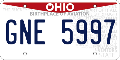 OH license plate GNE5997