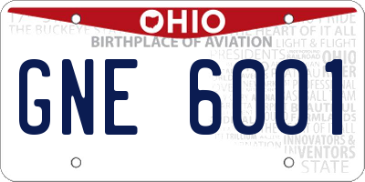 OH license plate GNE6001