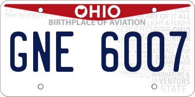OH license plate GNE6007
