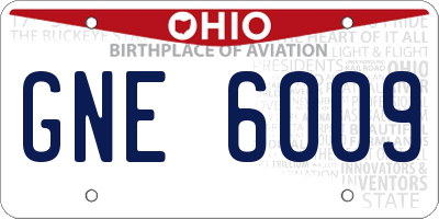 OH license plate GNE6009