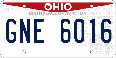 OH license plate GNE6016