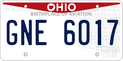 OH license plate GNE6017