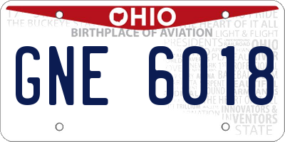 OH license plate GNE6018
