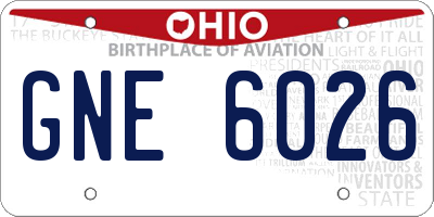 OH license plate GNE6026