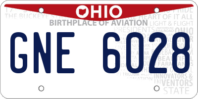 OH license plate GNE6028