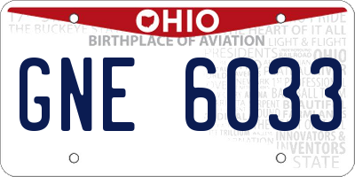OH license plate GNE6033