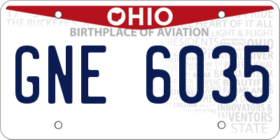 OH license plate GNE6035