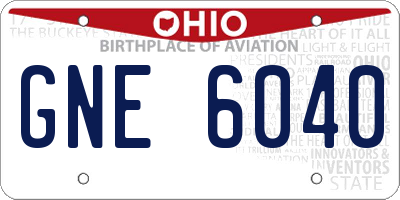 OH license plate GNE6040