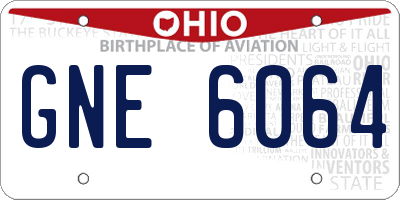 OH license plate GNE6064