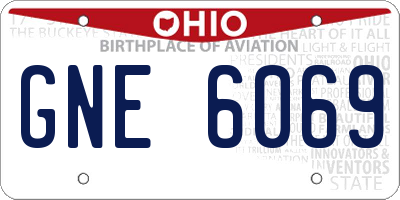 OH license plate GNE6069