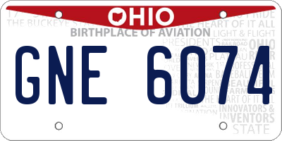 OH license plate GNE6074