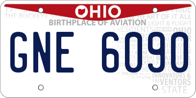 OH license plate GNE6090