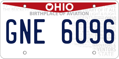 OH license plate GNE6096