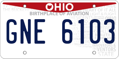 OH license plate GNE6103