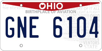 OH license plate GNE6104