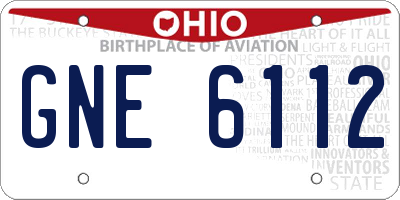OH license plate GNE6112