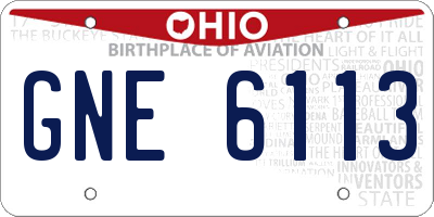 OH license plate GNE6113