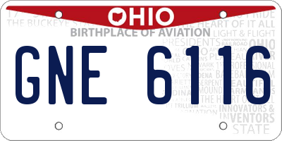 OH license plate GNE6116