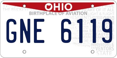 OH license plate GNE6119