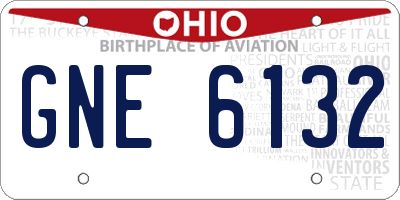 OH license plate GNE6132