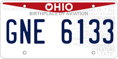 OH license plate GNE6133